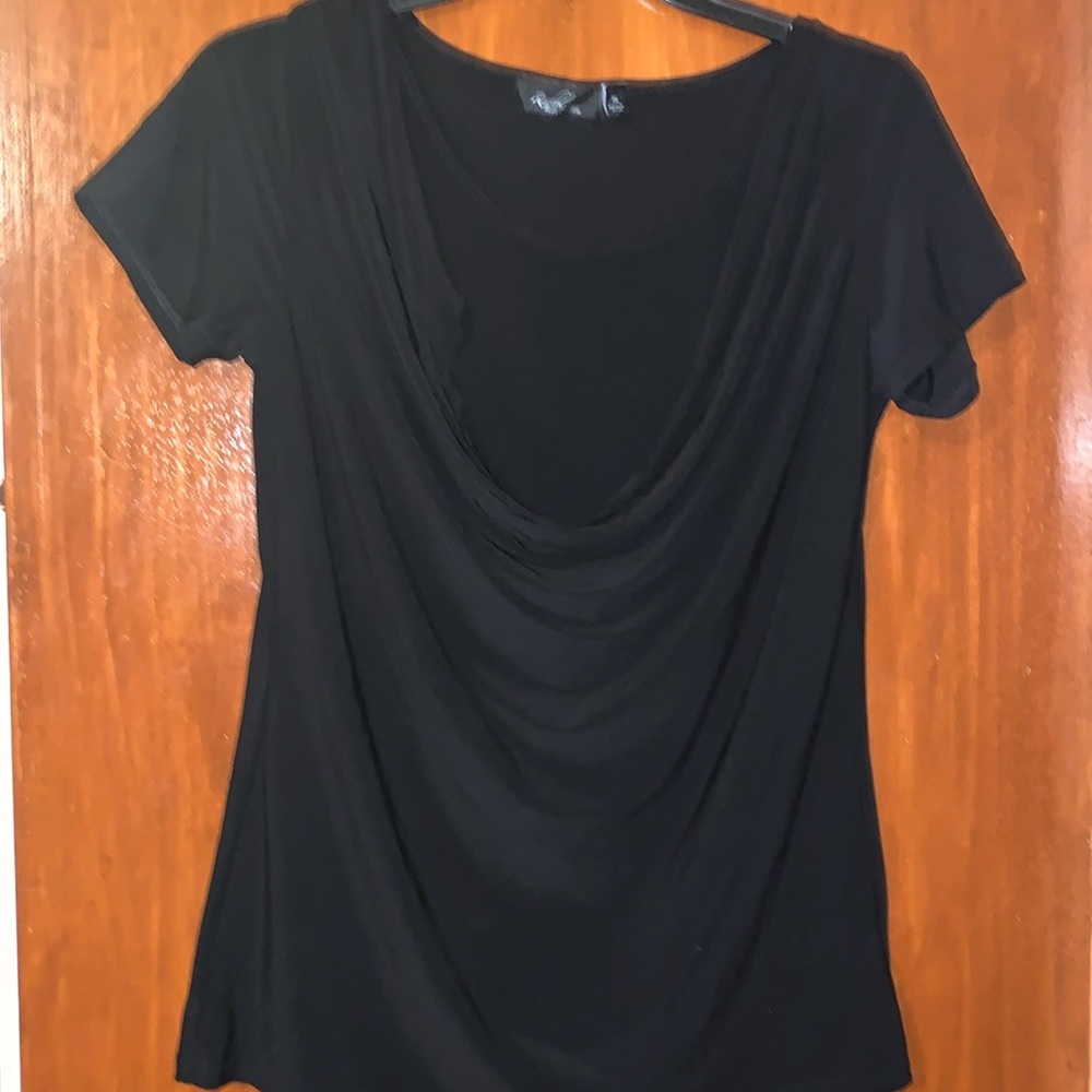 RACHEL RACHEL Women's Black Sheer Scoop Neck Blouse Top XL